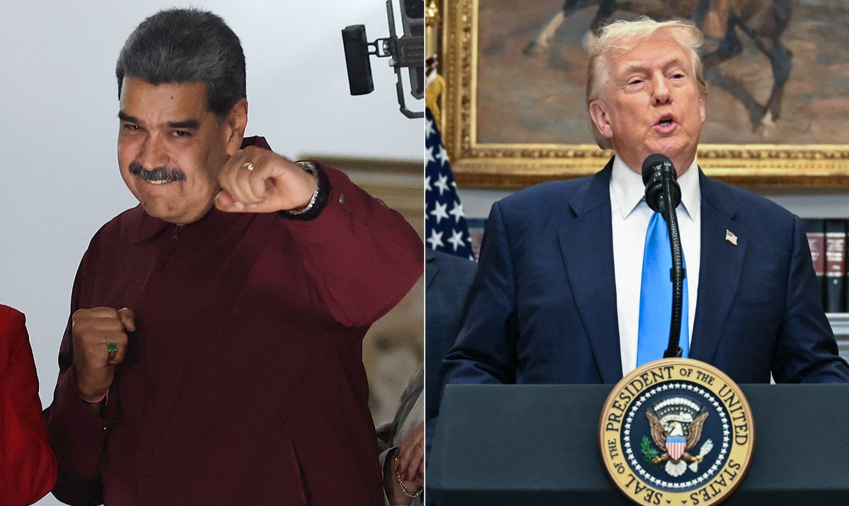 Montagem com os presidentes da Venezuela (E), Nicolás Maduro, e dos EUA, Donald Trump (Foto: Pedro MATTEY / AFP e Jim WATSON / AFP)