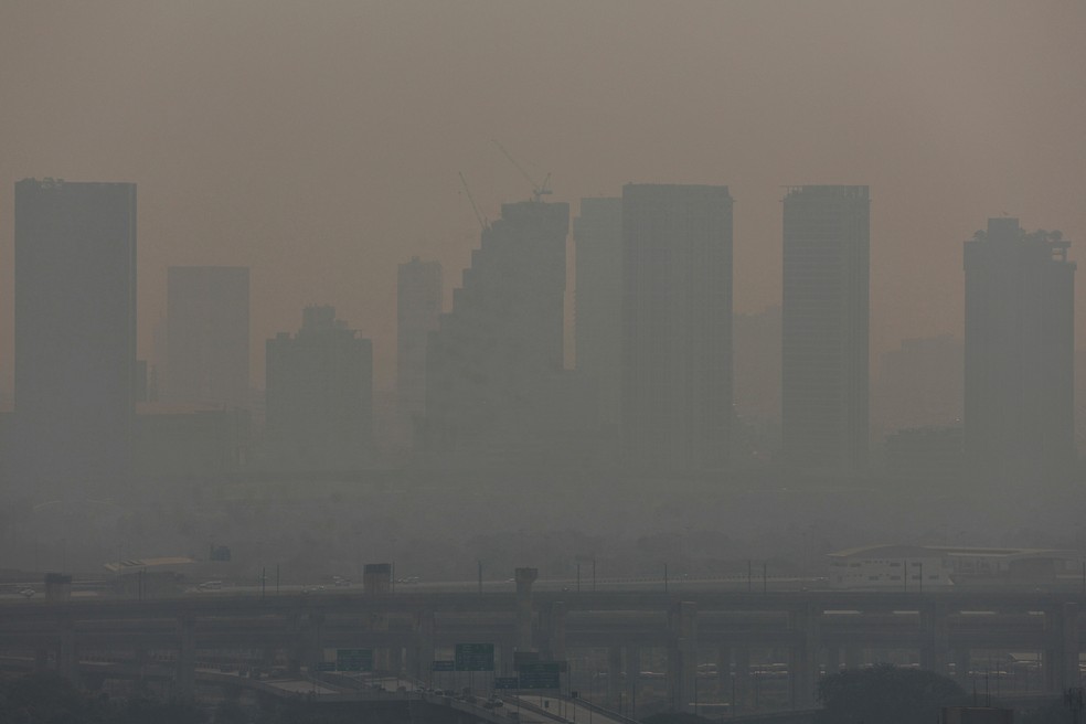 Empresas de combustíveis fósseis precisam reflorestar área maior que a América do Norte Poluição do ar em Bangkok (Foto: REUTERS/Chalinee Thirasupa)