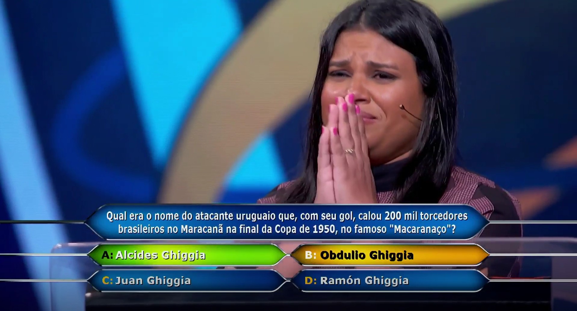Participante de 'Quem Quer Ser Um Milionário' comete erro na pergunta final Foto: Reprodução