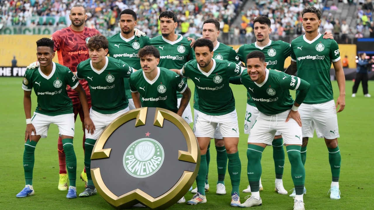 Time do Palmeiras que empatou em 0 a 0 com o Porto (Foto: David Ramos/Getty Images)