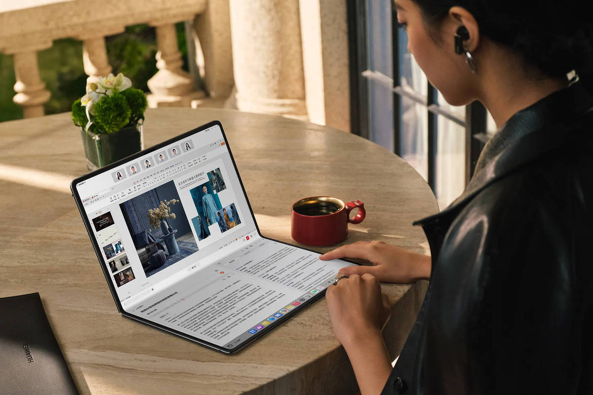 Huawei lança novo laptop com chip desatualizado, evidenciando sanções dos EUA Notebook MateBook Fold Ultimate Design, lançado neste ano pela Huawei (Foto: Divulgação/Huawei)