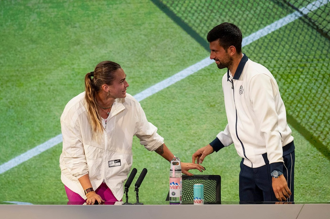 Sabalenka destaca intensidade em treino com Djokovic e Sinner Foto: Reprodução