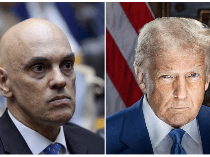 Ministro do STF, Alexandre de Moraes; e o presidente dos EUA, Donald Trump (Foto: Reprodução/Wikipedia)