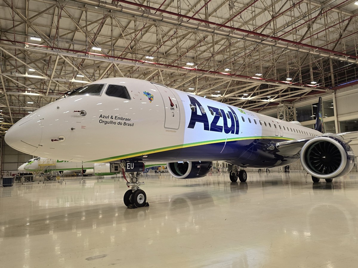 Jato Embraer 195-E2 da Azul, que entrou em operação em junho de 2024 (Foto: Divulgação)