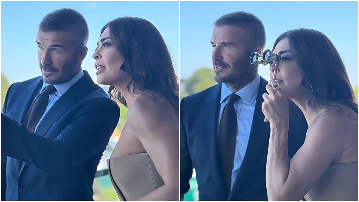 Juliana Paes se diverte com David Beckham durante encontro em Londres Juliana Paes e David Beckham têm encontro divertido em Londres (Foto: Divulgação)