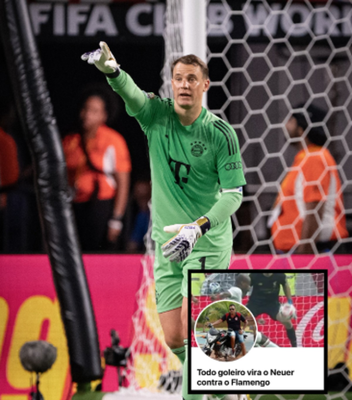 Bayern de Munique brinca com meme e apoia torcida do Flamengo sobre goleiros Todo mundo vira o Neuer contra o Flamengo (Foto: Reprodução da internet)