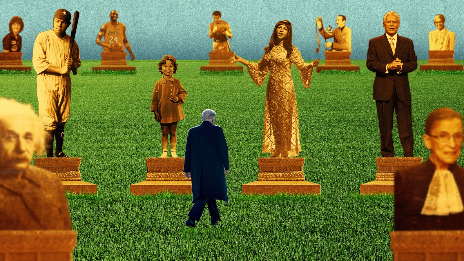 Escultura pode se tornar o novo monumento em homenagem a Trump nos EUA Ilustração de Leah Abucayan/CNN/Getty (Foto: Leah Abucayan/CNN/Getty)