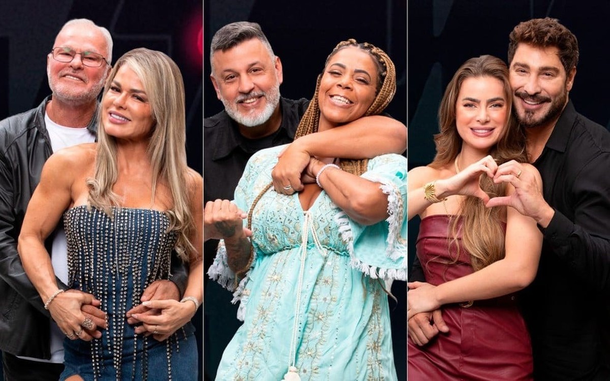 Casais Kadu e Cris, Silvia e André, e Victor e Rayanne enfrentam eliminação no Power Couple Kadu Moliterno e Cris, Silvia e André, e Victor e Rayanne — Foto: Reprodução