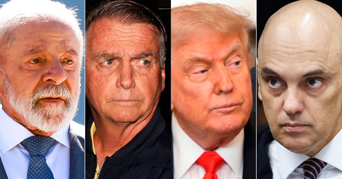 Brasileiros enfrentam consequências enquanto líderes políticos mantêm suas posições Lula, Bolsonaro, Trump e Mores, personagens de uma disputa que inclui o tarifado norte-americano em represália ao STF (Foto: Wilton Junior/Estadão, Alex Brandon/AP, Gustavo Moreno/STF)