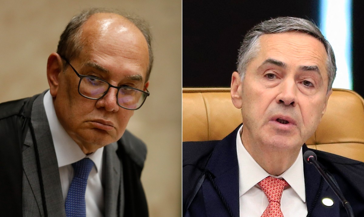 Barroso e família participam de fórum de Gilmar em Lisboa com palestras especiais Ministros Gilmar Mendes e Luís Roberto Barroso em sessão do STF (Foto: Agência O Globo)