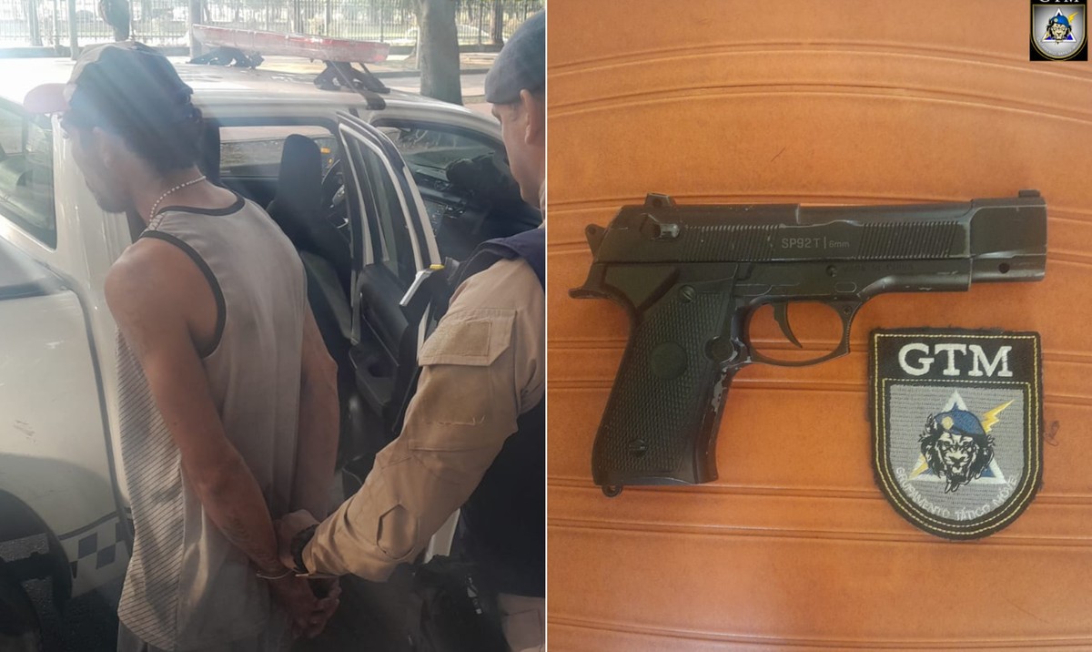 Homem tentou vender arma falsa na Glória, em dia de feira de rua (Foto: Divulgação)