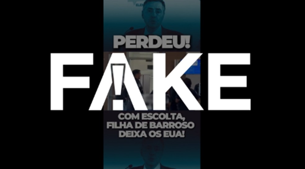 Vídeo que supostamente mostra filha de Barroso nos EUA é desmentido como falso É #FAKE que vídeo mostre filha de Barroso sendo escoltada por policiais em aeroporto dos EUA (Foto: Reprodução)