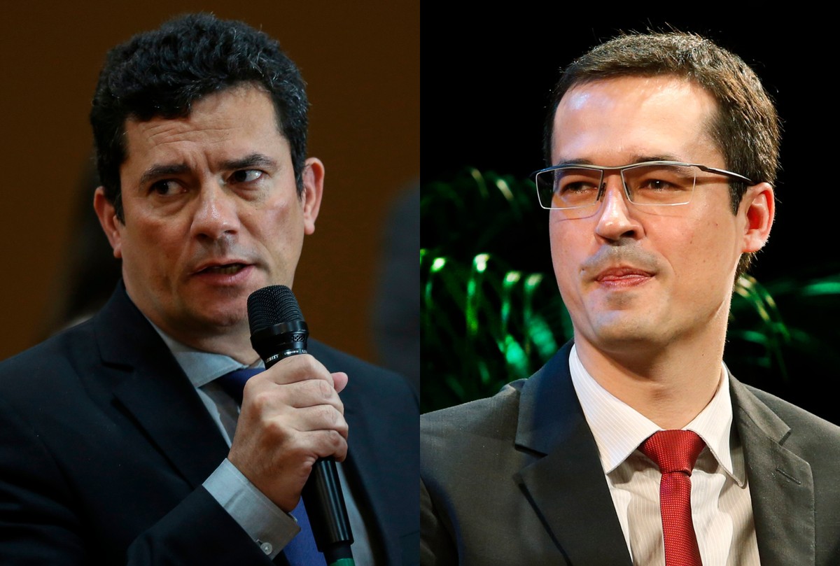 Senador Sergio Moro (União Brasil-PR) e o ex-deputado federal Deltan Dallagnol (Novo) (Foto: Agência O Globo)