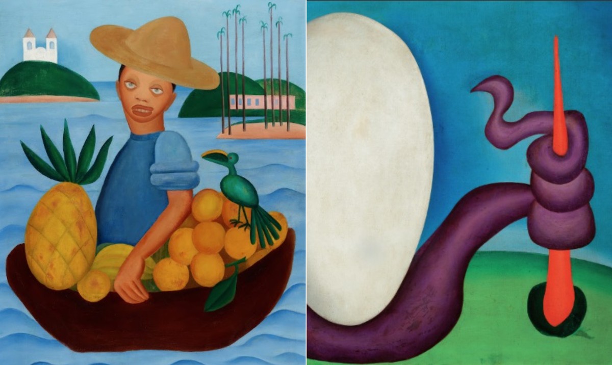 Obras de Tarsila do Amaral em exposição no MAM (Foto: Divulgação)