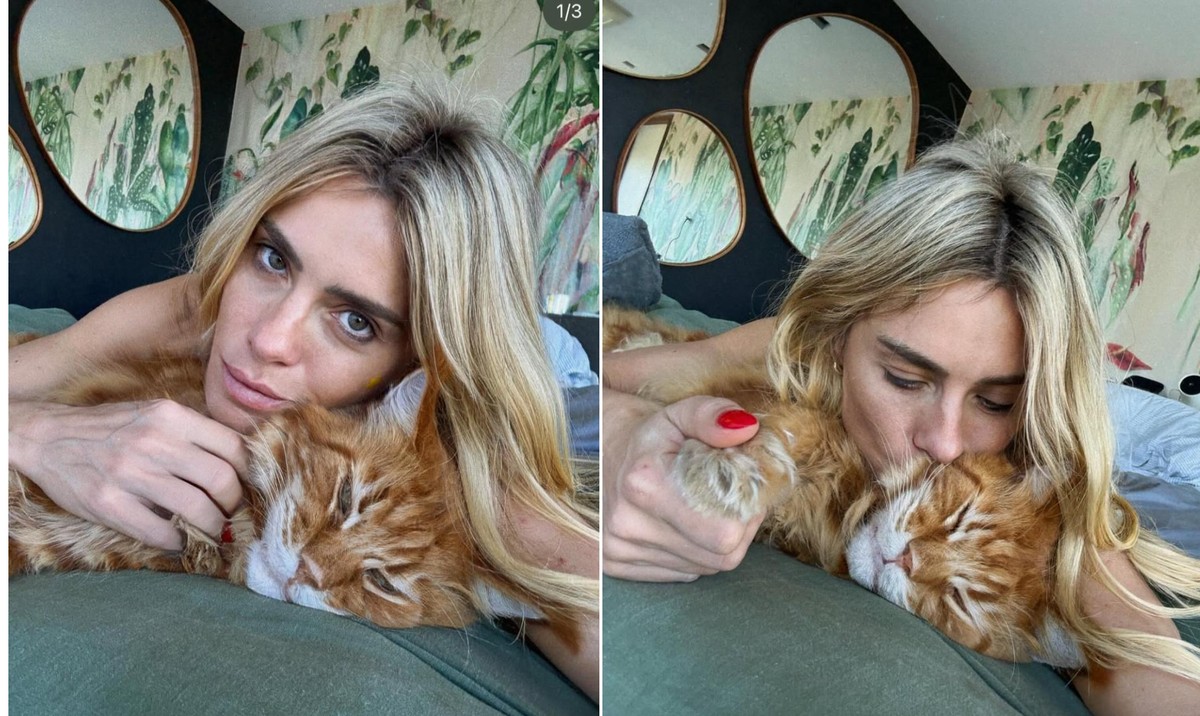 Carolina Dieckmann e seu pet encantam seguidores com semelhança impressionante Carolina Dieckmann e seu gato (Foto: Reprodução/Instagram)