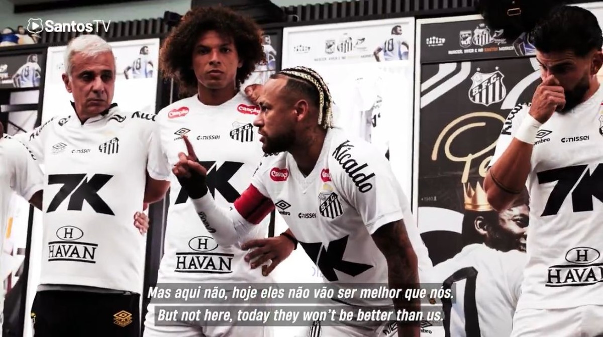 Neymar faz discurso antes de vitória sobre o Flamengo (Foto: Reprodução/SantosTV)