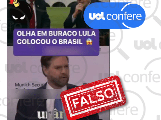 Dublagem falsa atribui a J.D. Vance declaração sobre urânio do Brasil ao Irã Vídeo usa dublagem falsa para insinuar que Brasil forneceu urânio ao Irã (Foto: Reprodução/Instagram)