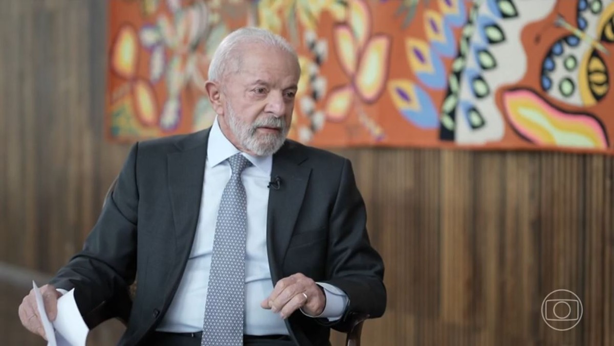 Lula busca diálogo com os EUA e promete resposta a tarifas elevadas O presidente Lula fala ao JN sobre tarifas de Trump (Foto: Reprodução)