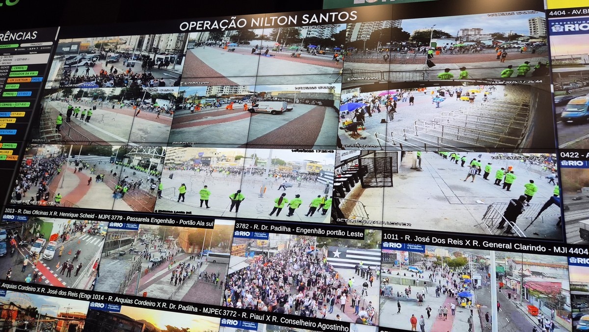Prefeitura e SAF Botafogo instalam novas câmeras de segurança no Nilton Santos Videowall mostra o entorno do Estádio Nilton Santos (Foto: Divulgação)