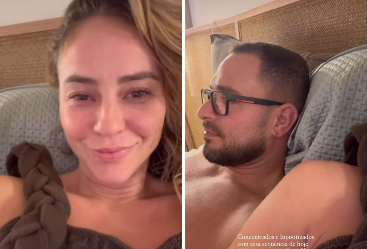 Diogo Nogueira se encanta com cenas exibidas por Paolla em evento especial Paolla Oliveira mostra Diogo Nogueira 'hipnotizado' com cenas de Heleninha em 'Vale Tudo' (Foto: Reprodução/Instagram)