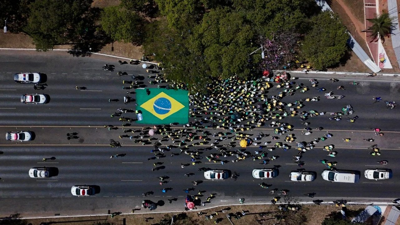 Manifestação bolsonarista em Brasília neste domingo, 20 (Foto: Redes sociais/Reprodução)