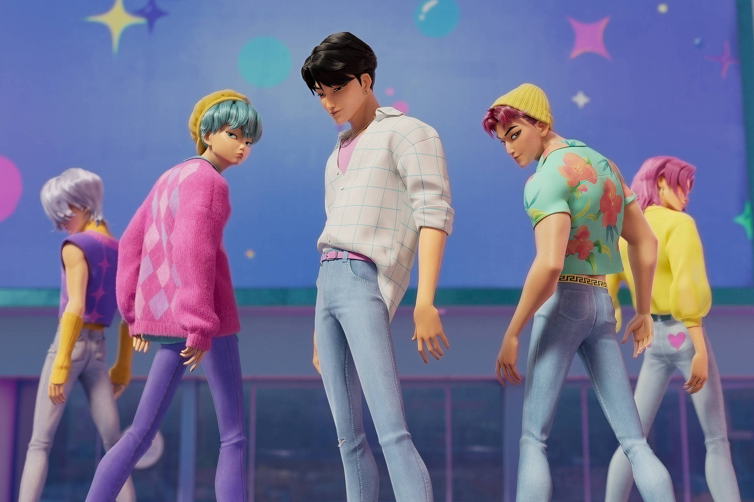 Letra de 'Meu Pequeno Guaraná' é revelada em making of de 'Guerreiras do K-pop' Saja Boys, grupo de k-pop da animação 'Guerreiras do K-pop', na Netflix (Foto: Divulgação)