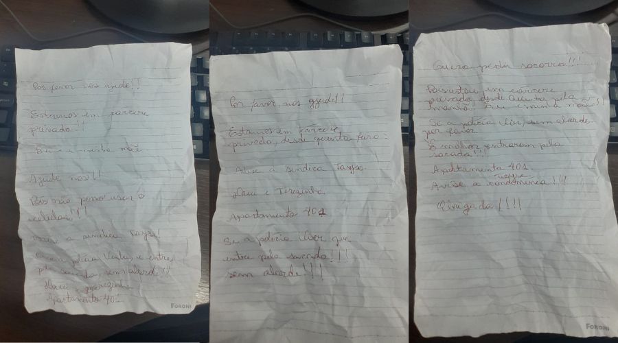 Mãe e filha foram mantidas em cárcere privado por dois dias e escaparam após conseguirem jogar bilhetes pela janela (Foto: TJPR/Reprodução)