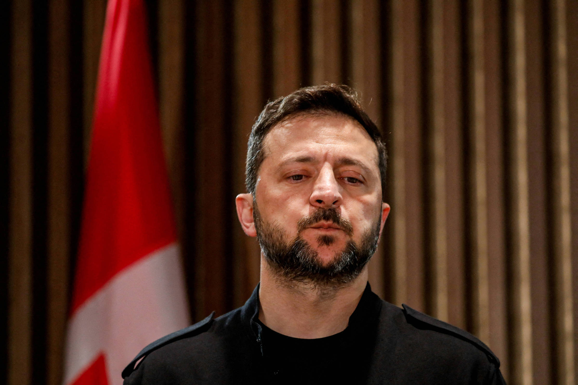 O presidente da Ucrânia, Volodimir Zelenski, participa da Cúpula do G7 em Alberta, no Canadá (Foto: Amber Bracken - 17.jun.25/Reuters)