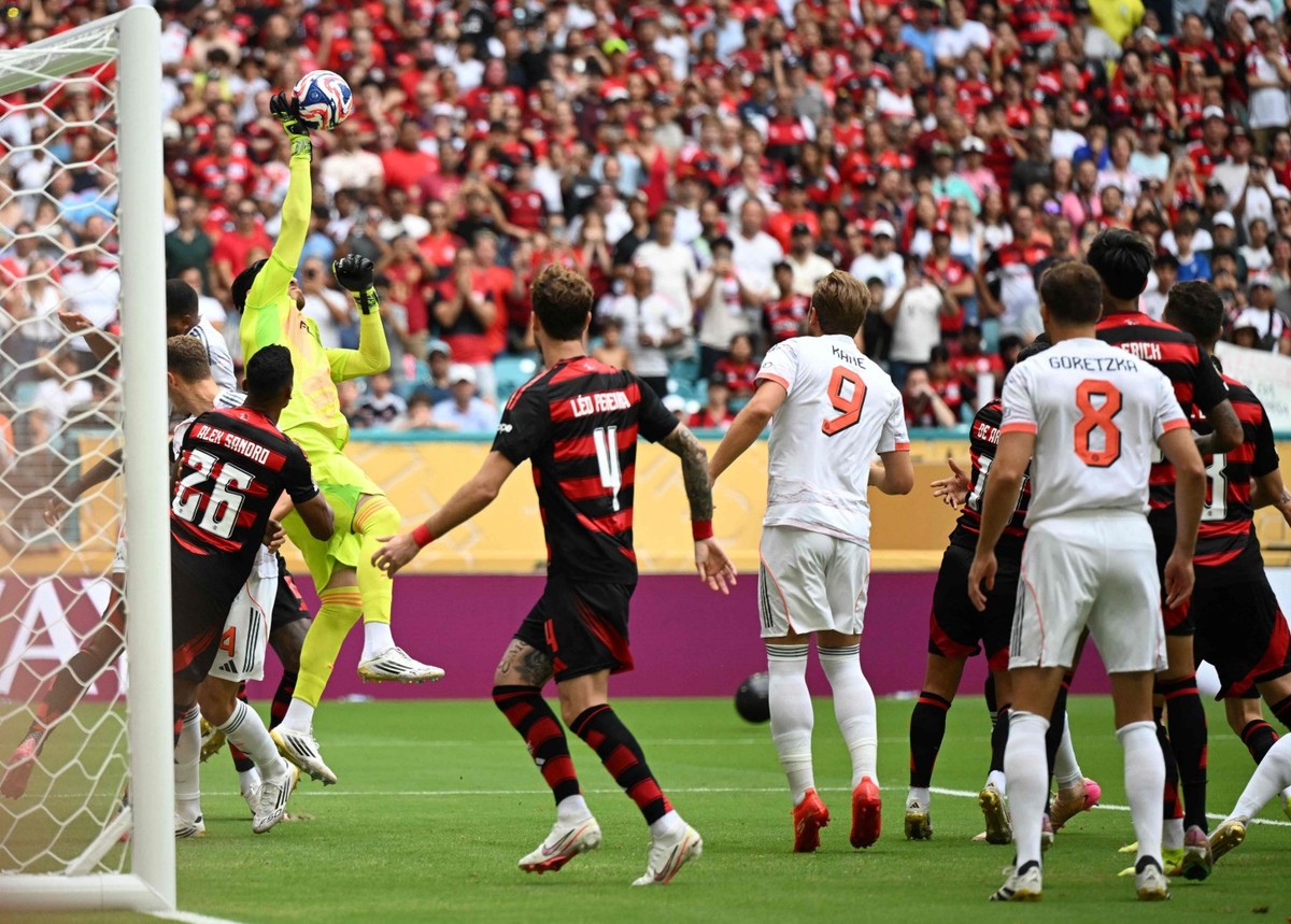 Bayern de Munique marca primeiro gol contra o Flamengo no Mundial de Clubes Primeiro gol do Bayern de Munique contra o Flamengo nas oitavas de final do Mundial de Clubes (Foto: PATRICIA DE MELO MOREIRA / AFP)