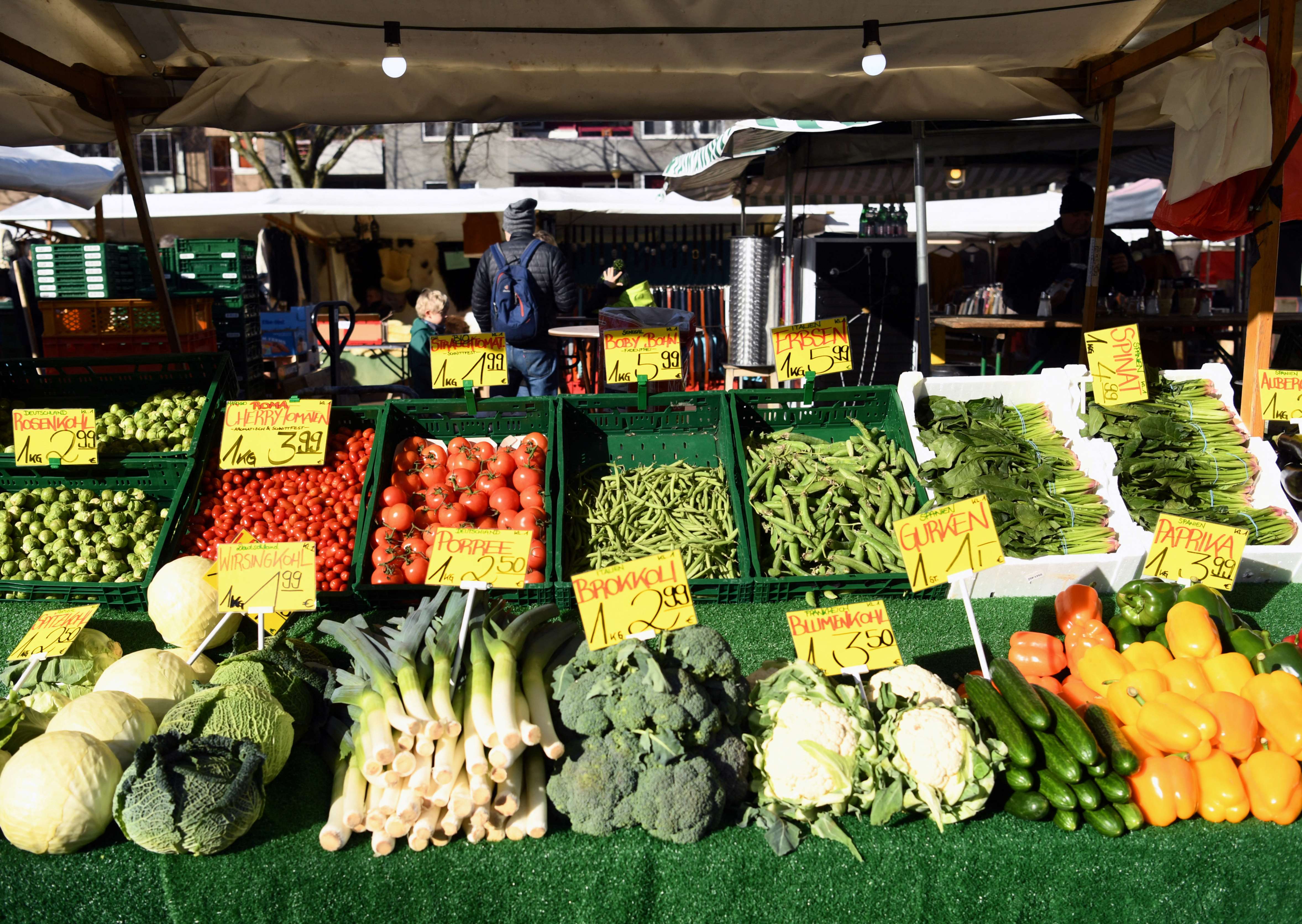 Inflação e Livro Bege dominam agenda econômica dos EUA nesta quarta-feira Mercado em Berlim, na Alemanha (Foto: Annegret Hilse/Reuters)