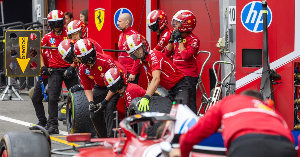 Acidentes históricos marcam a corrida de F1 em Spa-Francorchamps sob chuva Membros da equipe trabalham em frente à garagem da Ferrari antes do GP de Fórmula 1 no autódromo de Spa-Francorchamps, em 24 de julho de 2025. (Foto: Geert Vanden Wijngaert/AP)