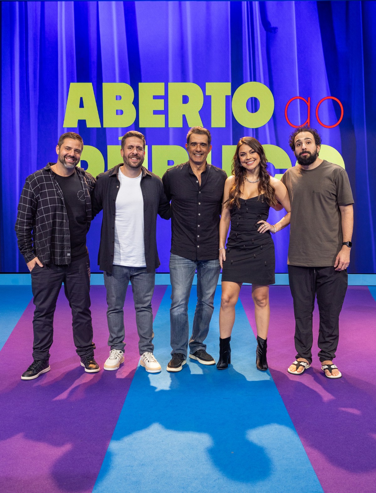 Marcos Pasquim revela origem do seu pseudônimo no novo humorístico da Globo Marcos Pasquim durante a participação no 'Aberto ao público' (Foto: Daniela Toviansky/TV Globo)
