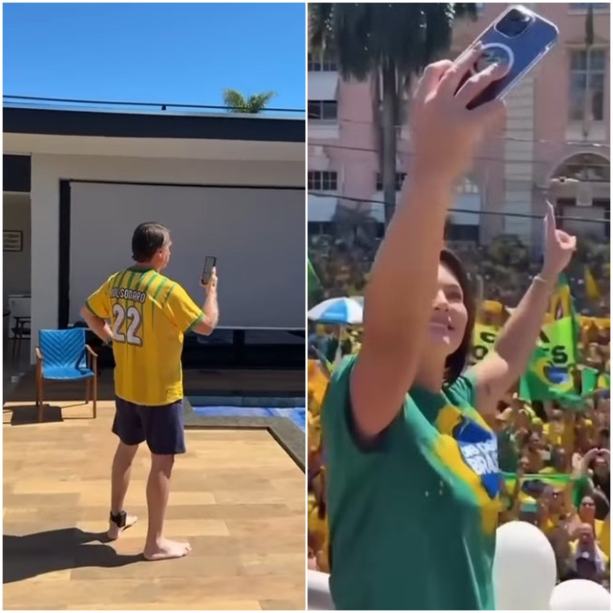 Trump e Bolsonaro manipulam decisões do STF em jogo político estratégico Bolsonaro e Michelle durante manifestação em Belém (Foto: Reprodução)