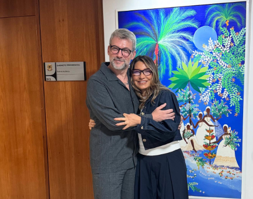 O estilista catarinense Jay Boggo e a primeira-dama Janja, em encontro no Palácio do Planalto (Foto: Jay Boggo/Instagram)