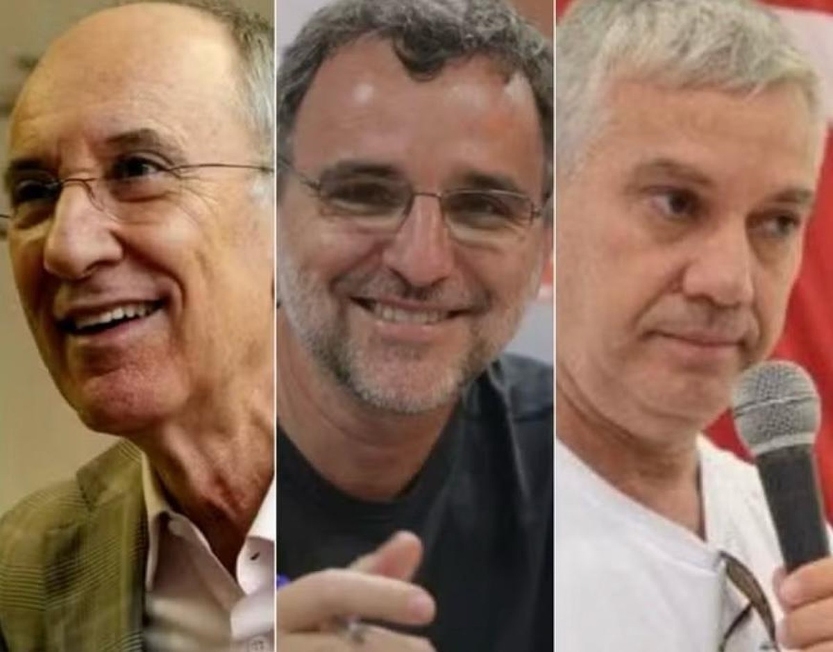 Adversários de Edinho criticam partidos de direita em carta pública do PT Rui Falcão, Valter Pomar e Romênio Pereira — Foto: Givaldo Barbosa e Agência PT