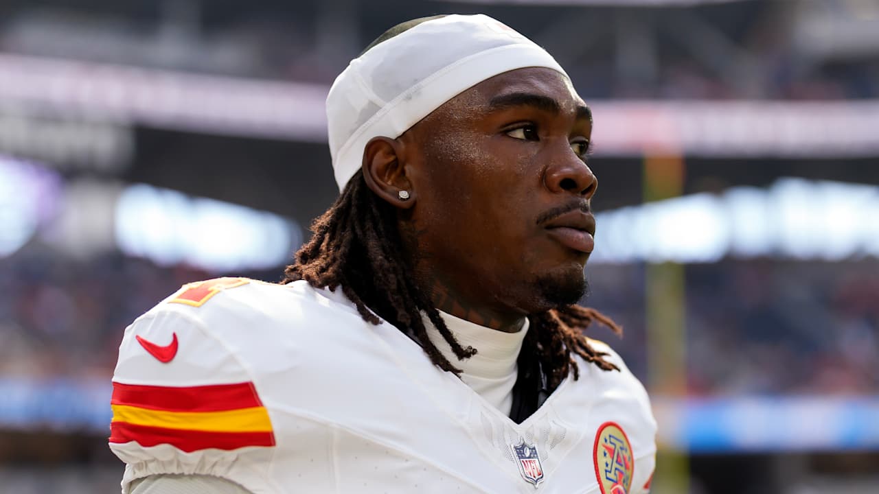 Rashee Rice, do Chiefs, terá audiência disciplinar marcada para 30 de setembro Foto: Reprodução/@NFL